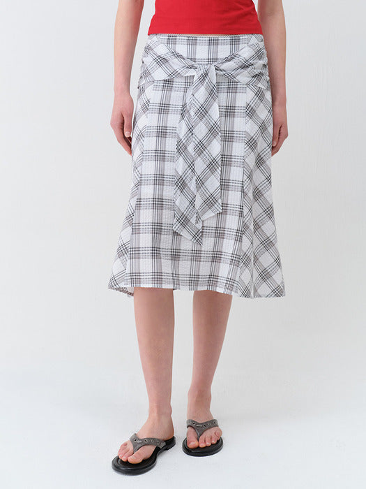 Raive Tie-Detail Layered Check Skirt
