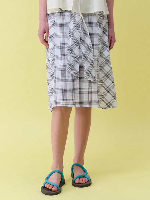 Raive Tie-Detail Layered Check Skirt
