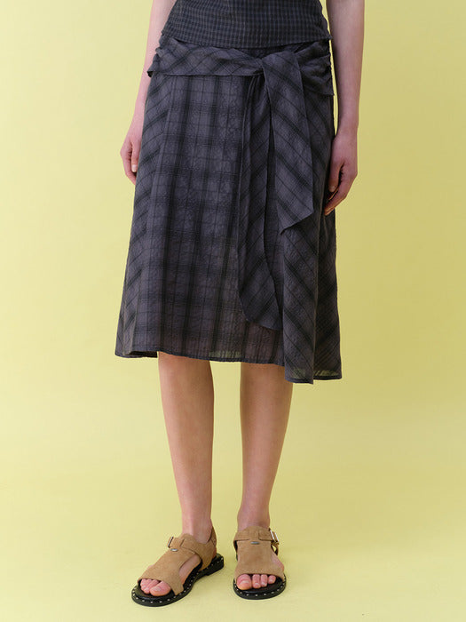 Raive Tie-Detail Layered Check Skirt