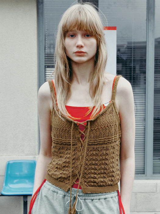 Raive Lace-up Crochet Knit