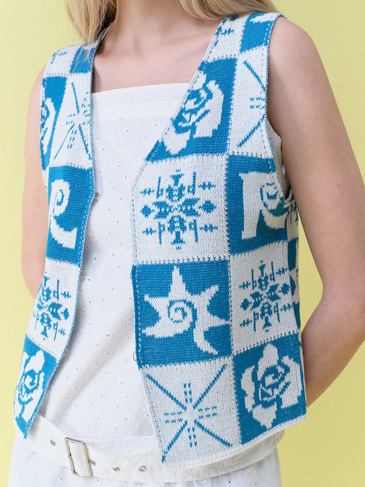 Raive Vintage Rose Crochet Knit Vest