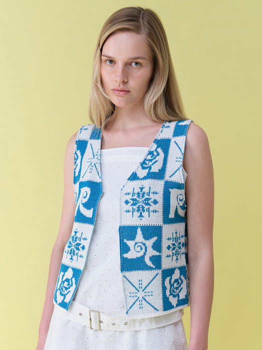 Raive Vintage Rose Crochet Knit Vest