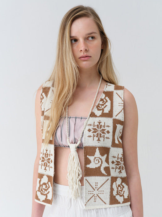 Raive Vintage Rose Crochet Knit Vest