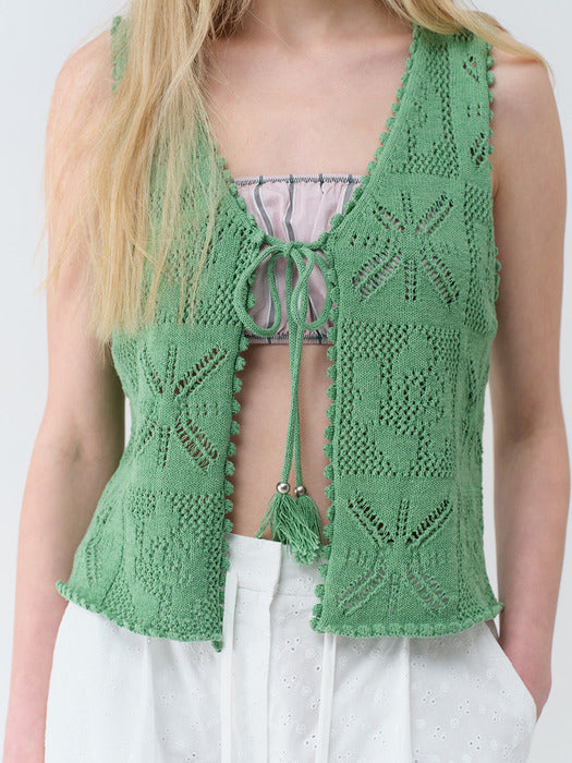 Raive Tassel-detail Crochet Knit Vest