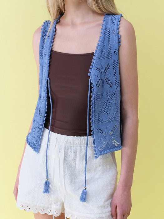 Raive Tassel-detail Crochet Knit Vest