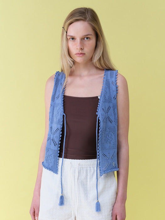 Raive Tassel-detail Crochet Knit Vest