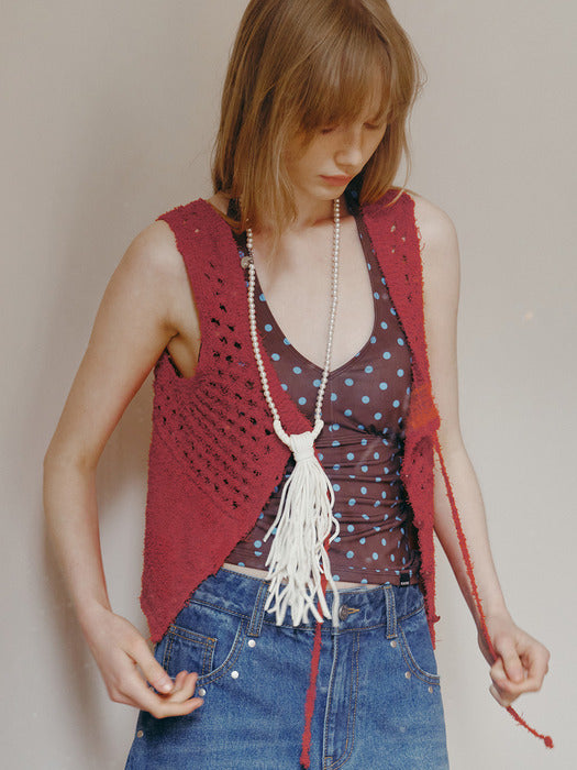 Raive Crochet Button-up Knit Vest