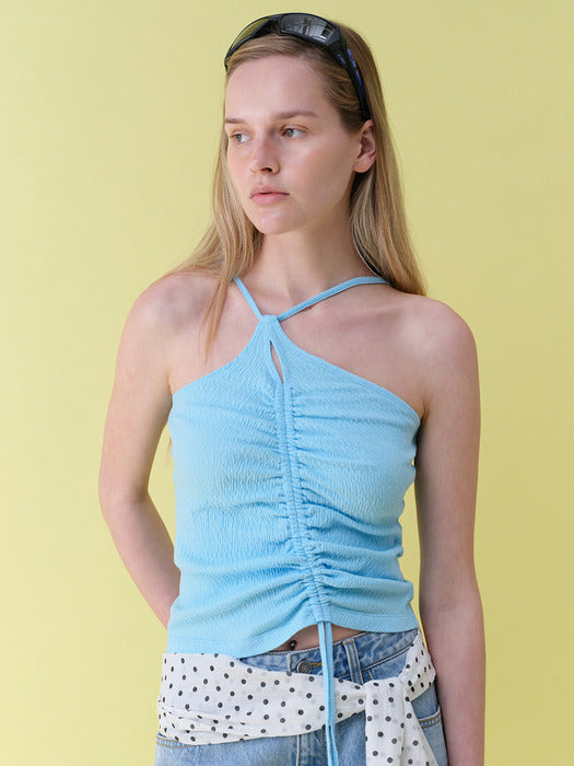 Raive Wrinkle-Texture Shirred Top