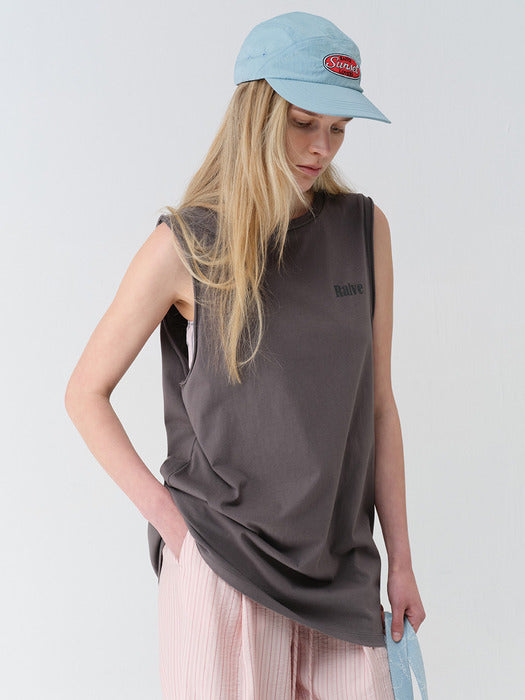 Raive Back Print Over-fit Sleeveless T-shirts
