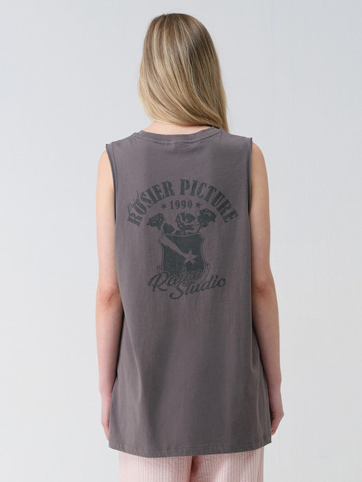 Raive Back Print Over-fit Sleeveless T-shirts