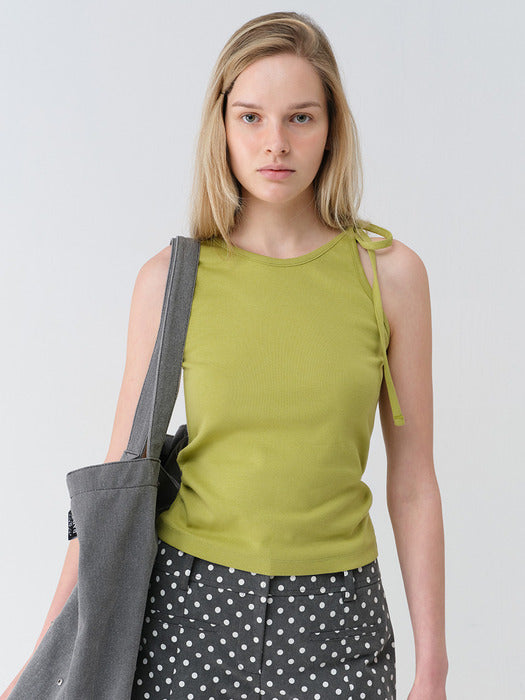 Raive Shirring Shoulder Ribbon Sleveless