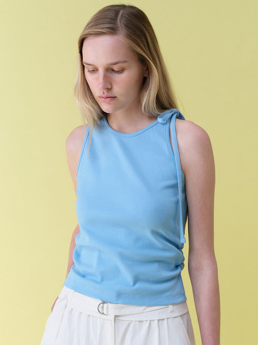Raive Shirring Shoulder Ribbon Sleveless