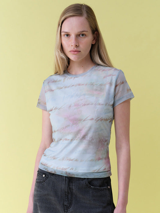 Raive Mesh Print Top