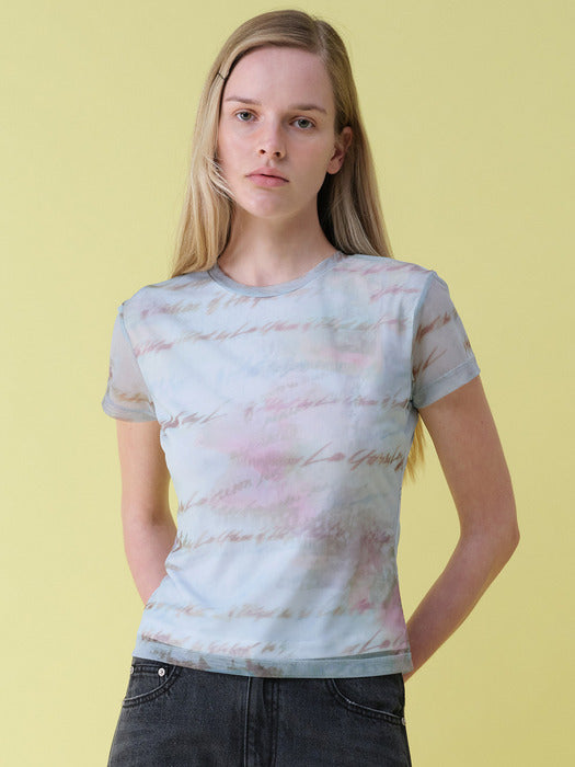 Raive Mesh Print Top