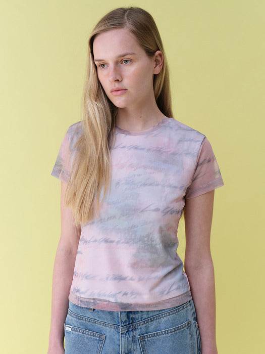 Raive Mesh Print Top