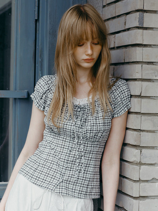 Raive Check Banding Blouse
