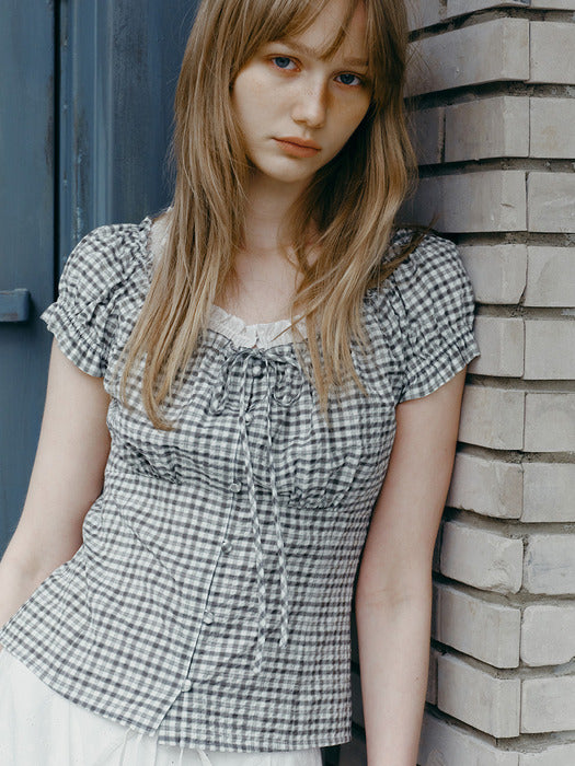 Raive Check Banding Blouse