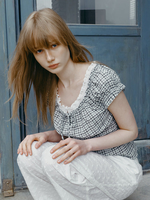 Raive Check Banding Blouse