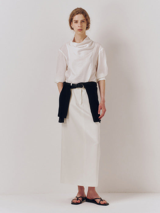 Kindersalmon Mockneck Cowl Top White
