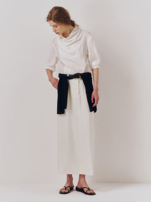 Kindersalmon Mockneck Cowl Top White