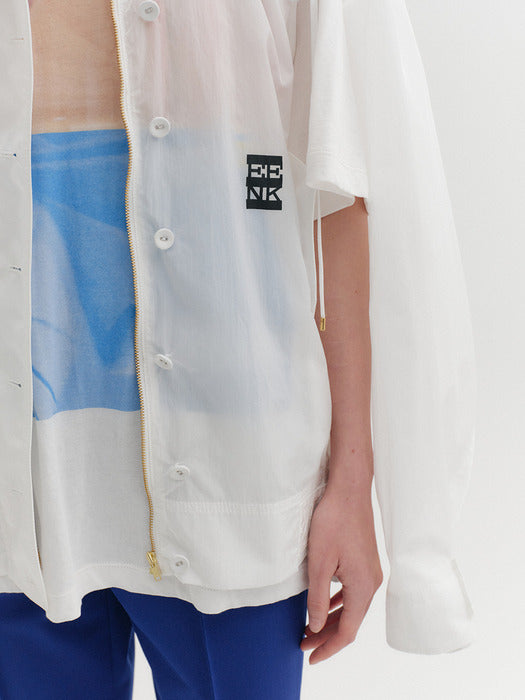 Eenk Zip-Up Hoodie Jumper - White