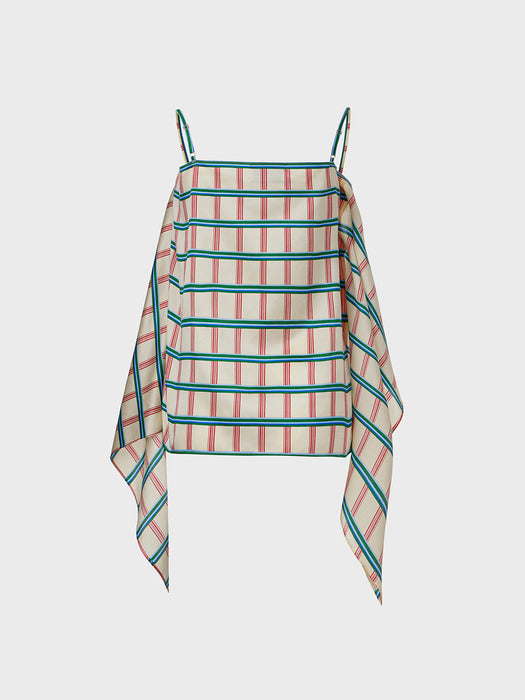 Eenk Slip Drape Top - Cream Multi