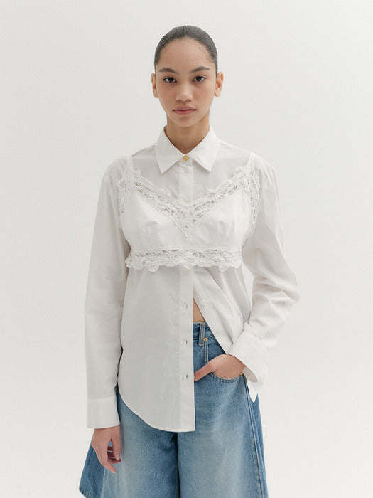 Eenk Lace Trim Bra Top - White
