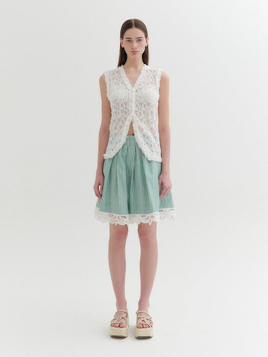 Eenk Lace A-line Shorts - Green
