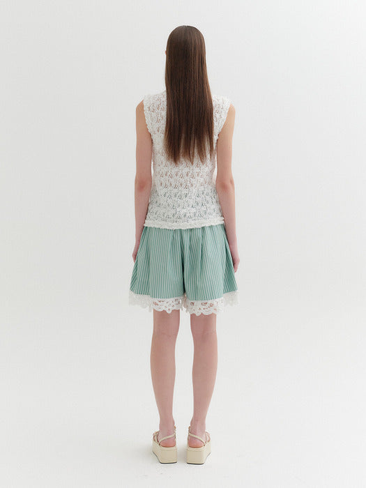 Eenk Lace A-line Shorts - Green