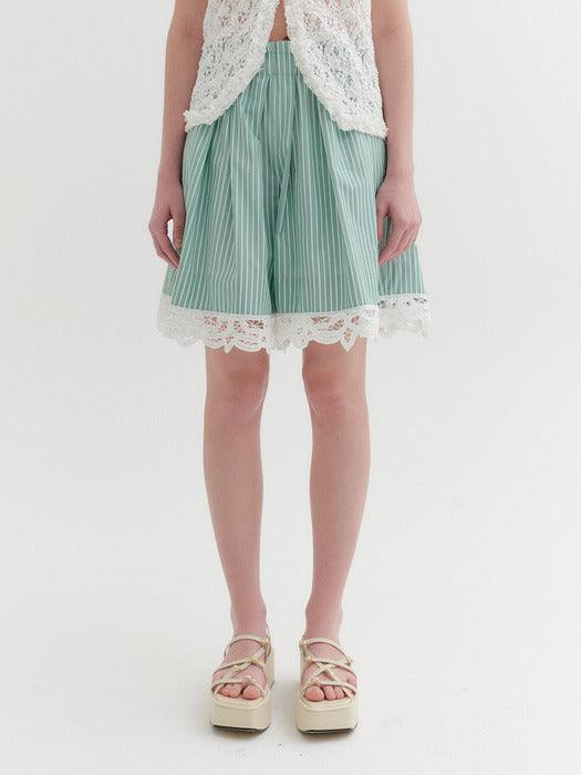 Eenk Lace A-line Shorts - Green