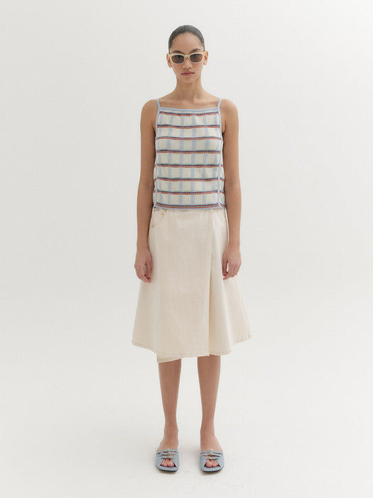 Eenk Wrap Denim Midi Skirt - Cream
