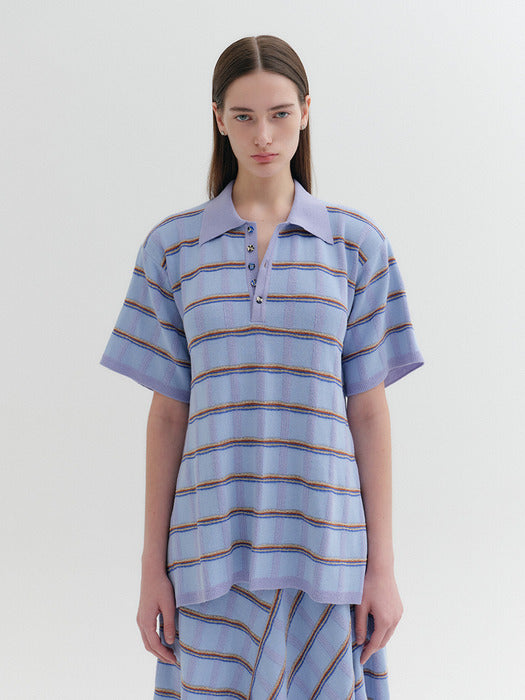 Eenk Back Button Knitwear Top - Sky Blue
