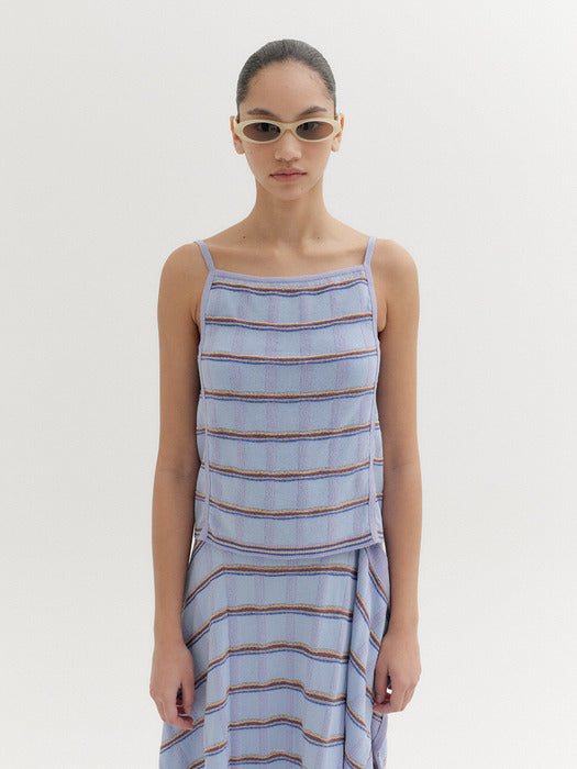 Eenk Multi Stripe Knitwear Top - Sky Blue