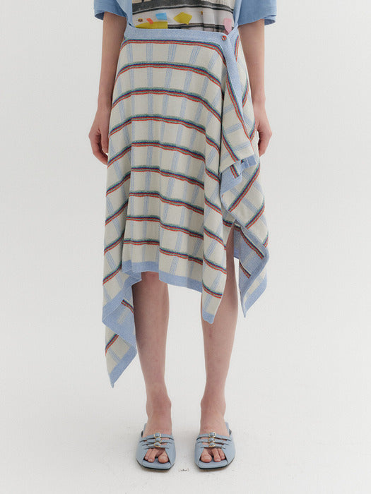Eenk Unbalanced Knitwear Flare Skirt - Ivory