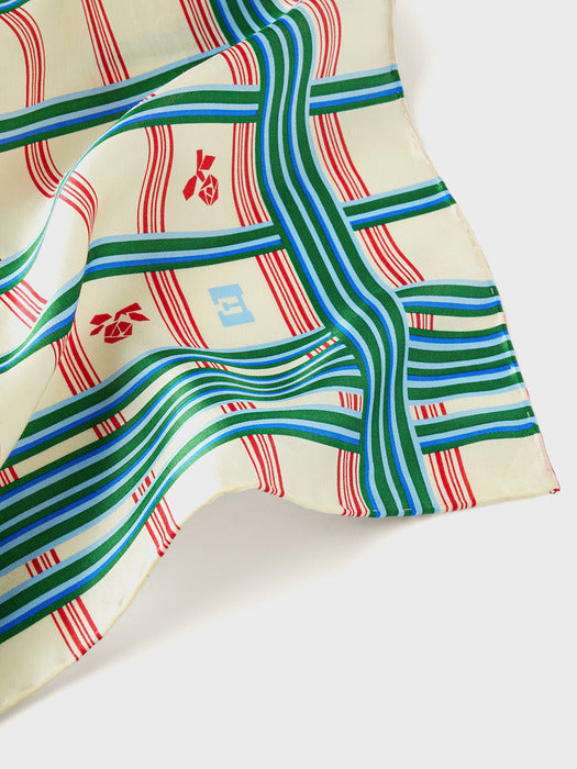 Eenk Multi-Way Silk Scarf - Cream Multi