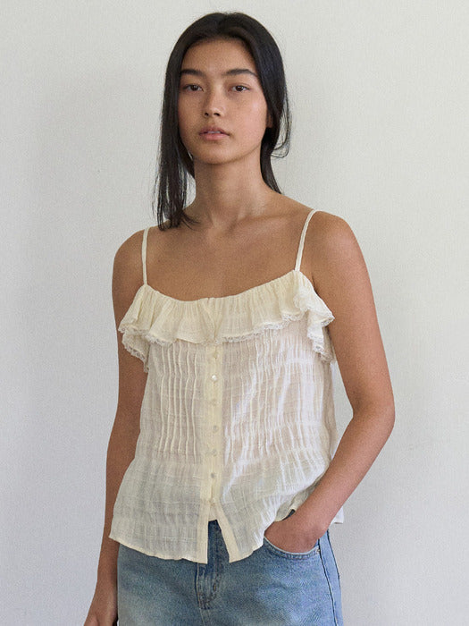 Mango Maniplease Dasha Frill Sleeveless Creamy Yellow