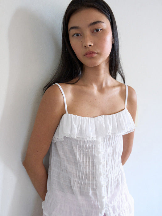 Mango Maniplease Dasha Frill Sleeveless Ivory