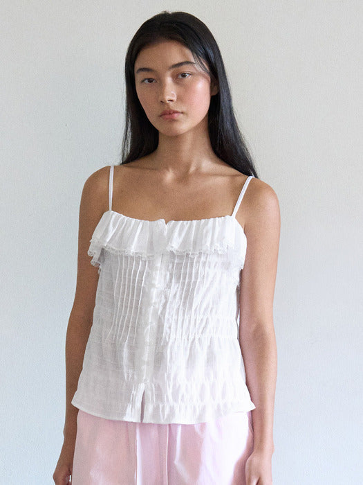 Mango Maniplease Dasha Frill Sleeveless Ivory