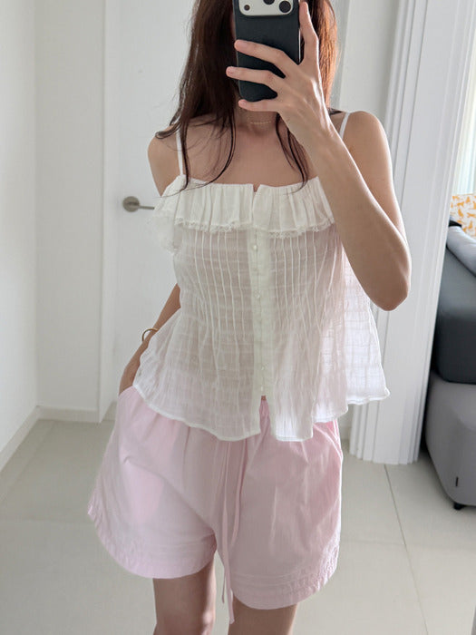 Mango Maniplease Dasha Frill Sleeveless Ivory