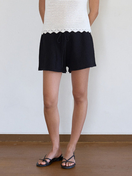 Mango Maniplease Oasis Knit Shorts Black