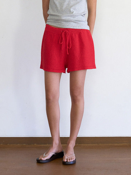 Mango Maniplease Oasis Knit Shorts Red