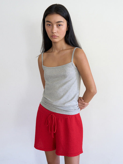 Mango Maniplease Oasis Knit Shorts Red