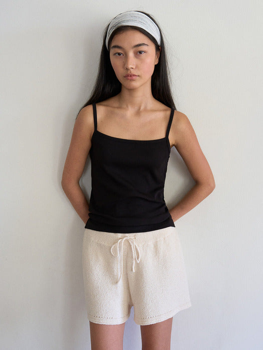 Mango Maniplease Oasis Knit Shorts Cream