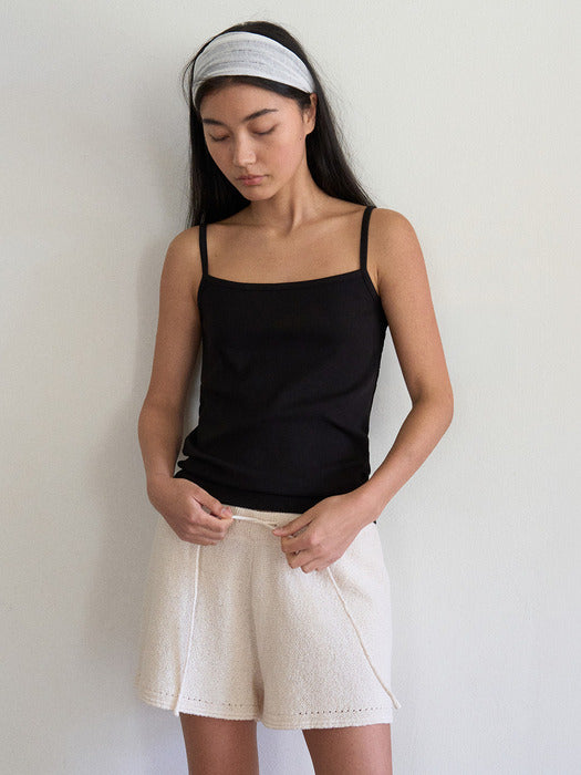 Mango Maniplease Oasis Knit Shorts Cream