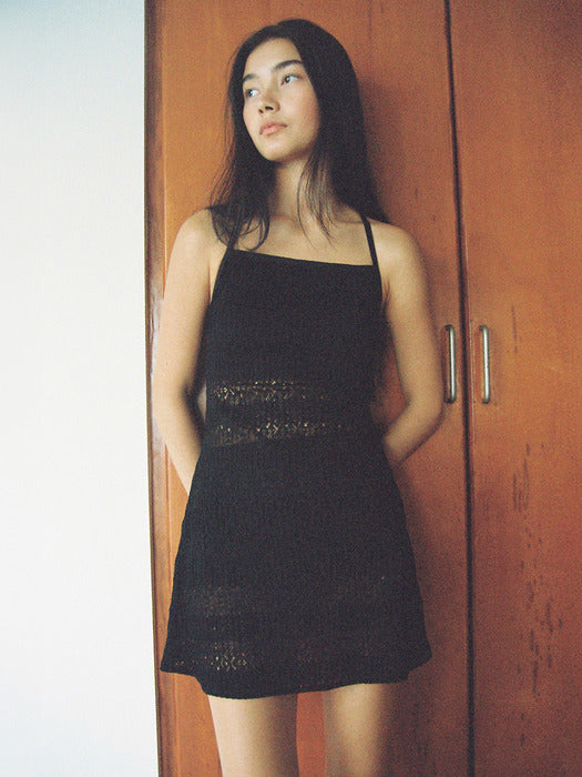 Mango Maniplease Kasis Crochet Swimsuit Black