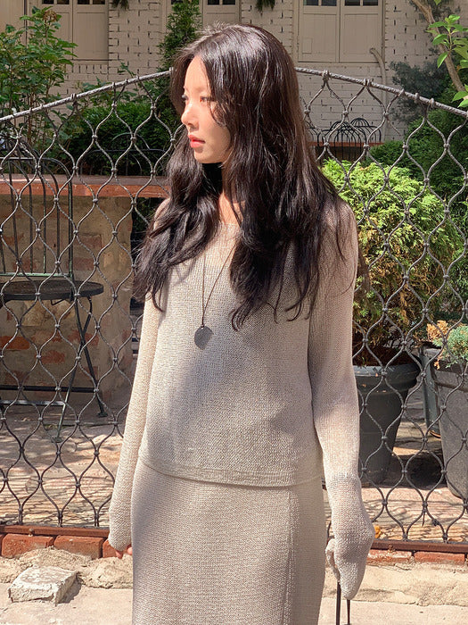 Mango Maniplease Neff Glitter Crop Knit Champagne
