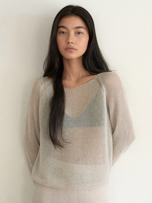 Mango Maniplease Neff Glitter Crop Knit Champagne