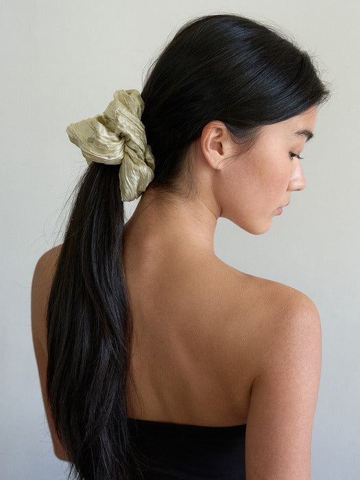 Mango Maniplease Crinkle Scrunchie Pearl Olive