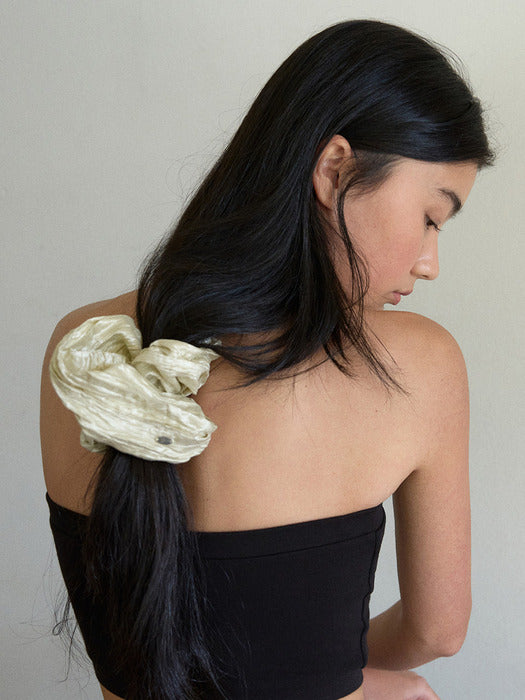 Mango Maniplease Crinkle Scrunchie Pearl Olive