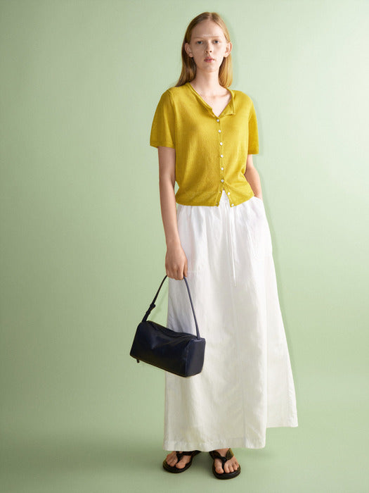 Facade Pattern Linen Crop Cardigan olive